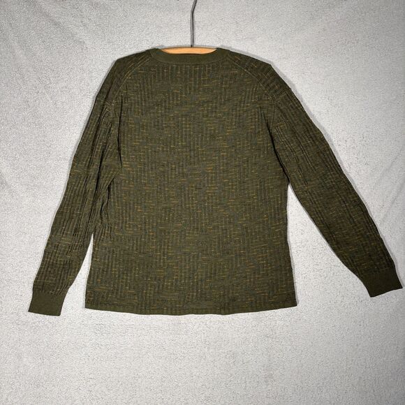 Jhane Barnes Sweater Mens Size M Olive Green Silk Blend 3D Knit Normcore Grandpa - Picture 13 of 16